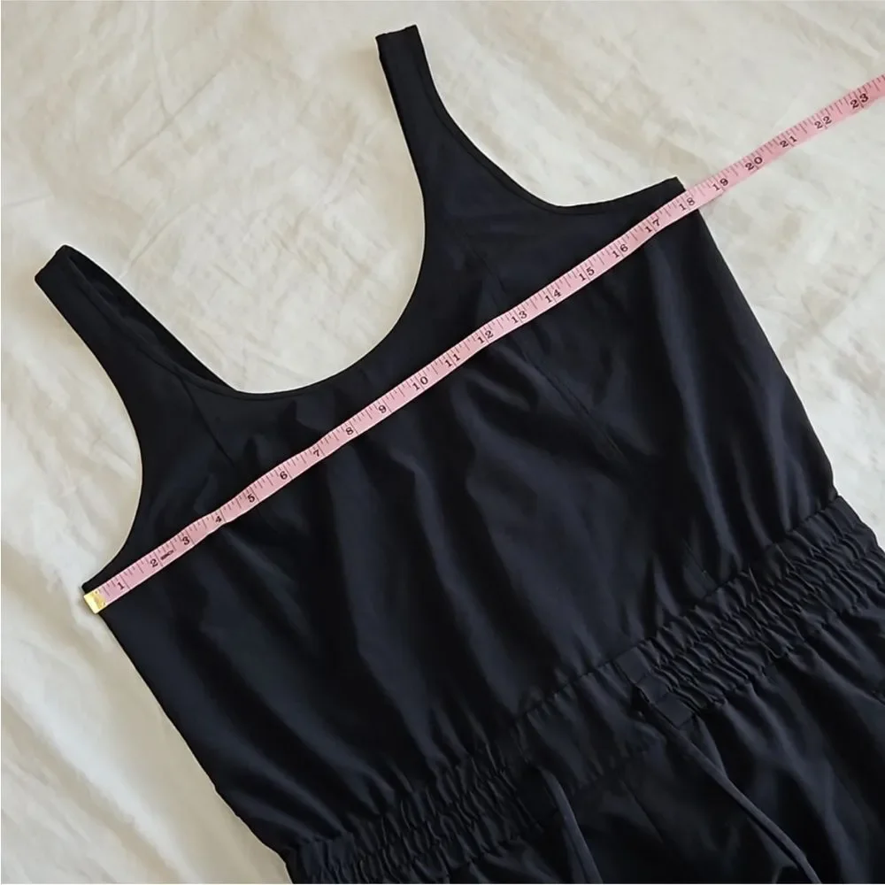 Athleta Size Medium Unbound Jumpsuit Black Travel Commute Lightweight Casual